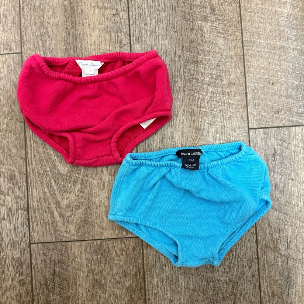Polo Ralph Lauren toddler pantie cover,12m&18m.blue pre owned,pink NWOT